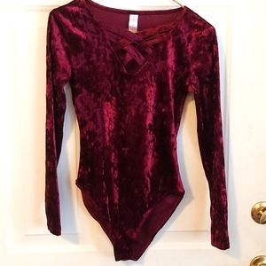*3 FOR $15* Elegant Crushed Velvet Bodysuit goth